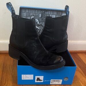 John Fluvog Black Leather Chelsea Ankle Boots